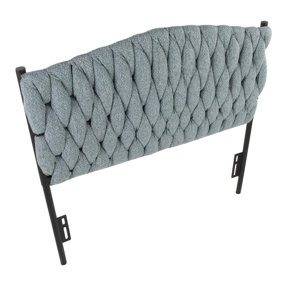 Black Metal, Blue Fabric Braided Matisse Twin Headboard. Picture 4