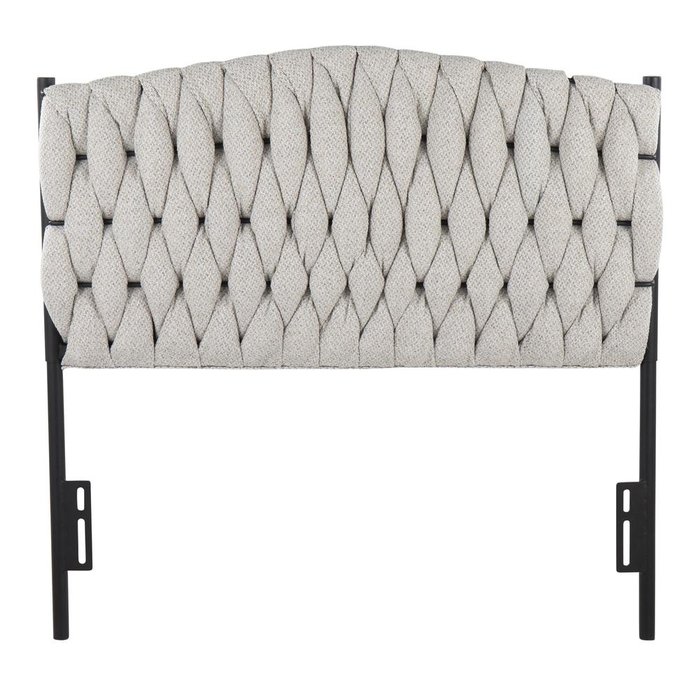 Black Metal, Cream Fabric Braided Matisse Twin Headboard. Picture 3