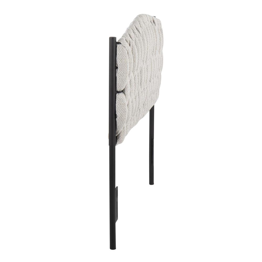 Black Metal, Cream Fabric Braided Matisse Twin Headboard. Picture 2