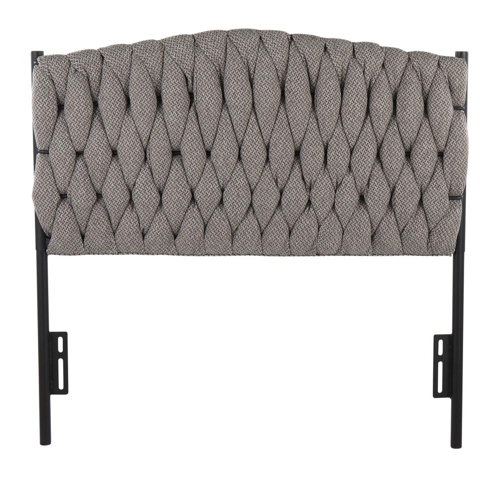 Black Metal, Grey Fabric Braided Matisse Twin Headboard. Picture 3