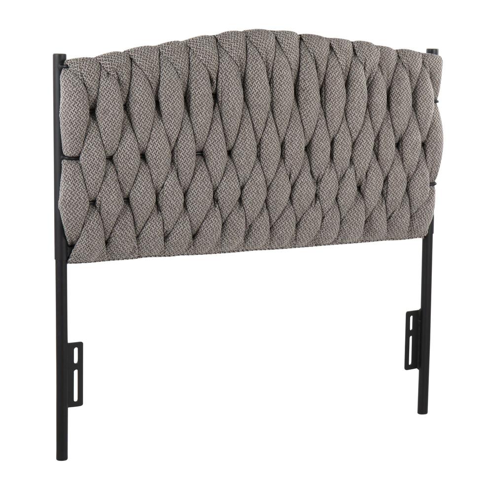 Black Metal, Grey Fabric Braided Matisse Twin Headboard. Picture 1