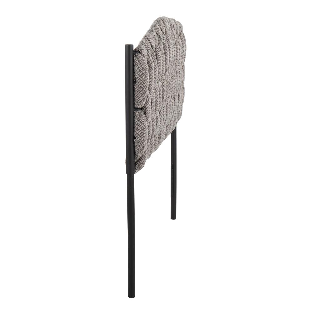 Black Metal, Grey Fabric Braided Matisse Twin Headboard. Picture 2