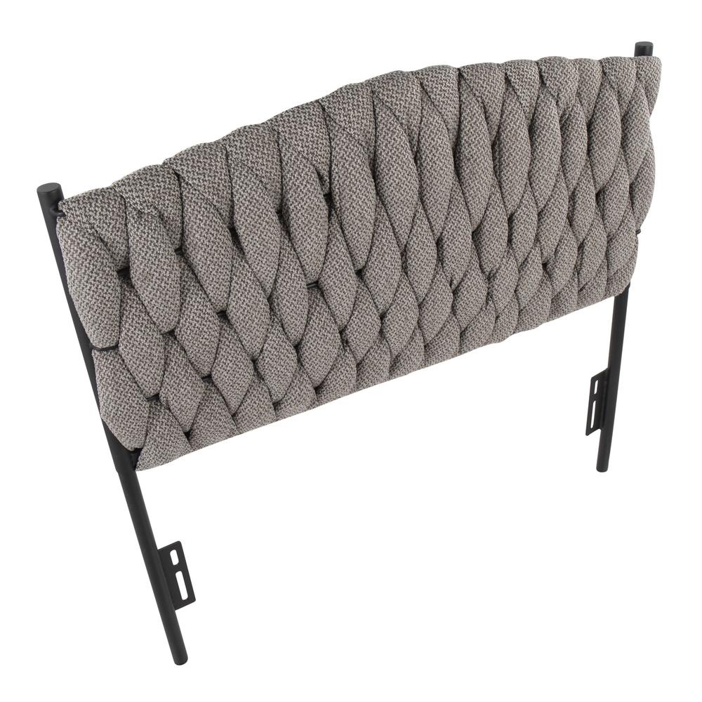 Black Metal, Grey Fabric Braided Matisse Twin Headboard. Picture 4