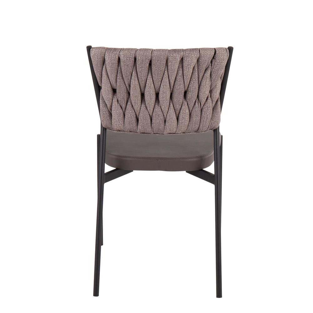Black Metal, Grey PU, Light Brown Fabric Braided Tania Chair - Set of 2. Picture 5
