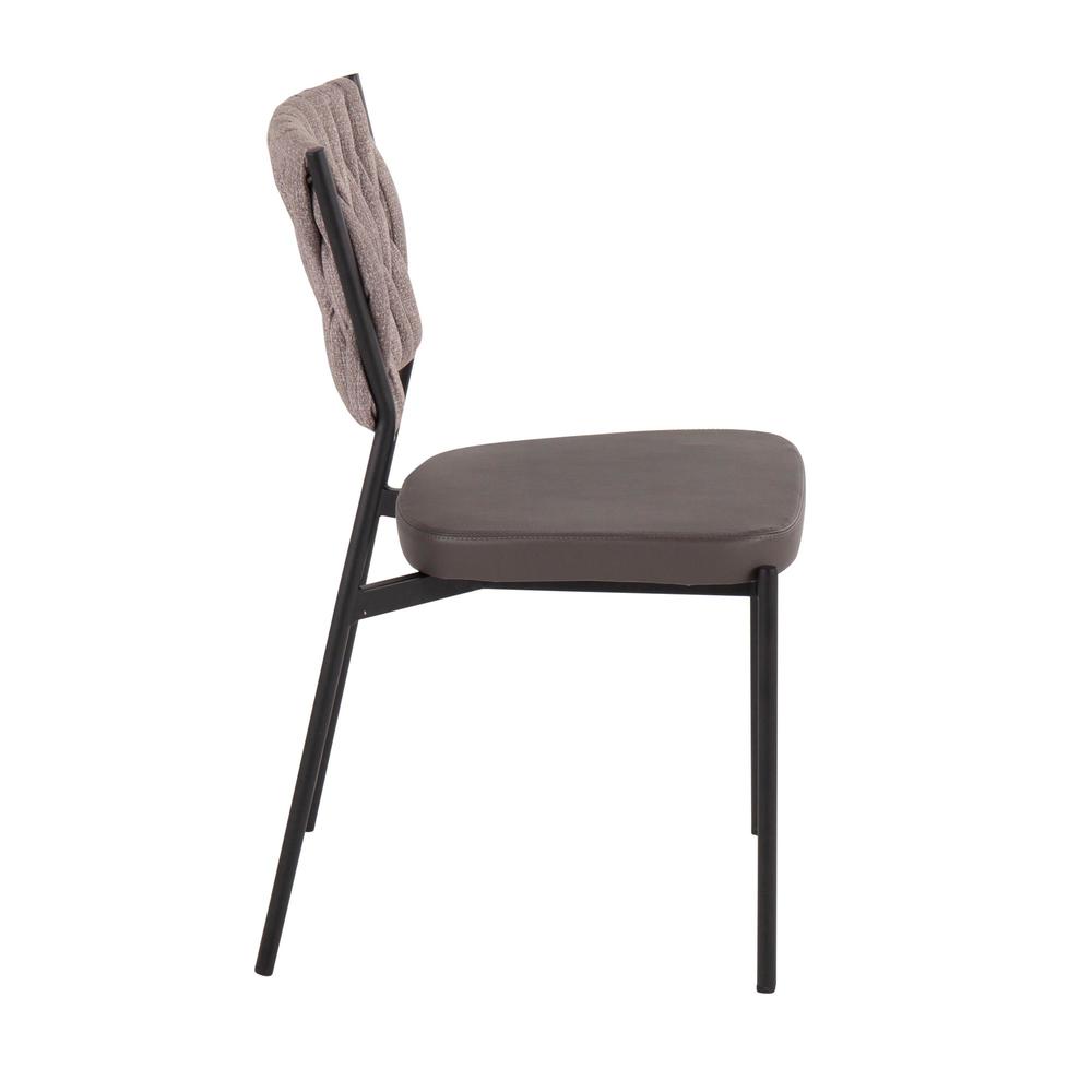 Black Metal, Grey PU, Light Brown Fabric Braided Tania Chair - Set of 2. Picture 3