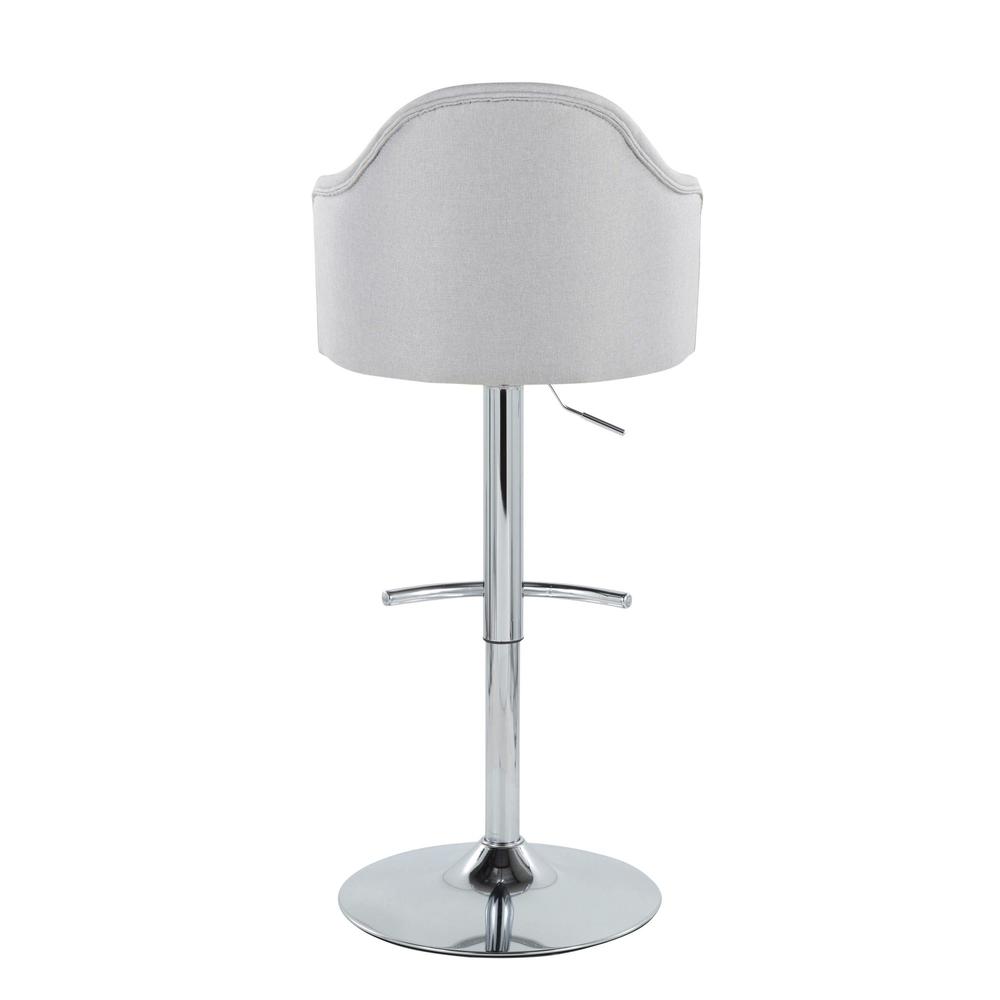 Chrome Metal, Light Grey Fabric Ahoy Adjustable Barstool - Set of 2. Picture 5