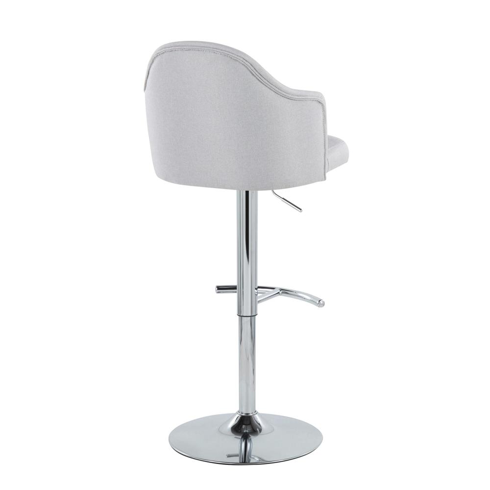 Chrome Metal, Light Grey Fabric Ahoy Adjustable Barstool - Set of 2. Picture 4