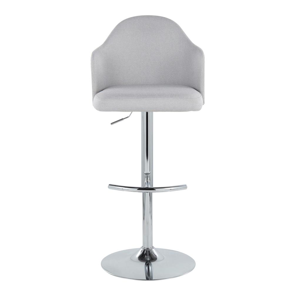 Chrome Metal, Light Grey Fabric Ahoy Adjustable Barstool - Set of 2. Picture 6