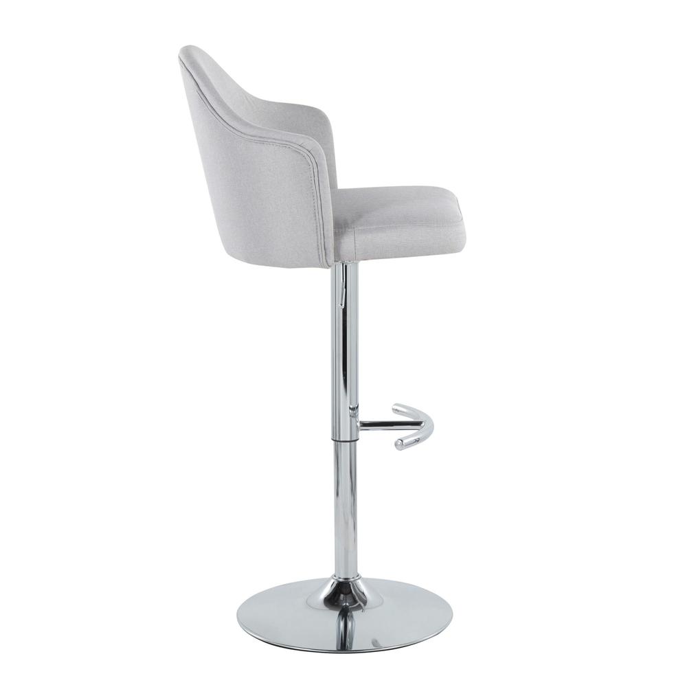 Chrome Metal, Light Grey Fabric Ahoy Adjustable Barstool - Set of 2. Picture 3