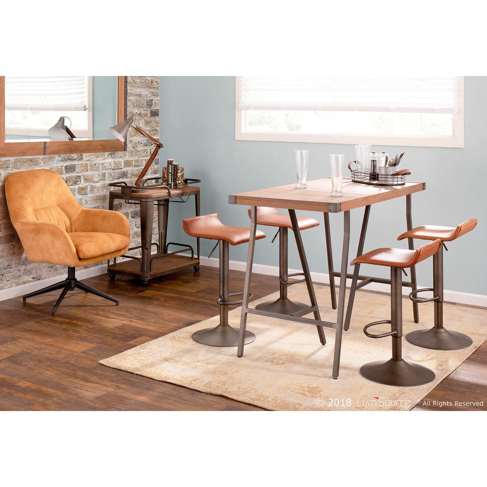 Antique Metal, Brown PU Ale Barstool - Set of 2. Picture 9