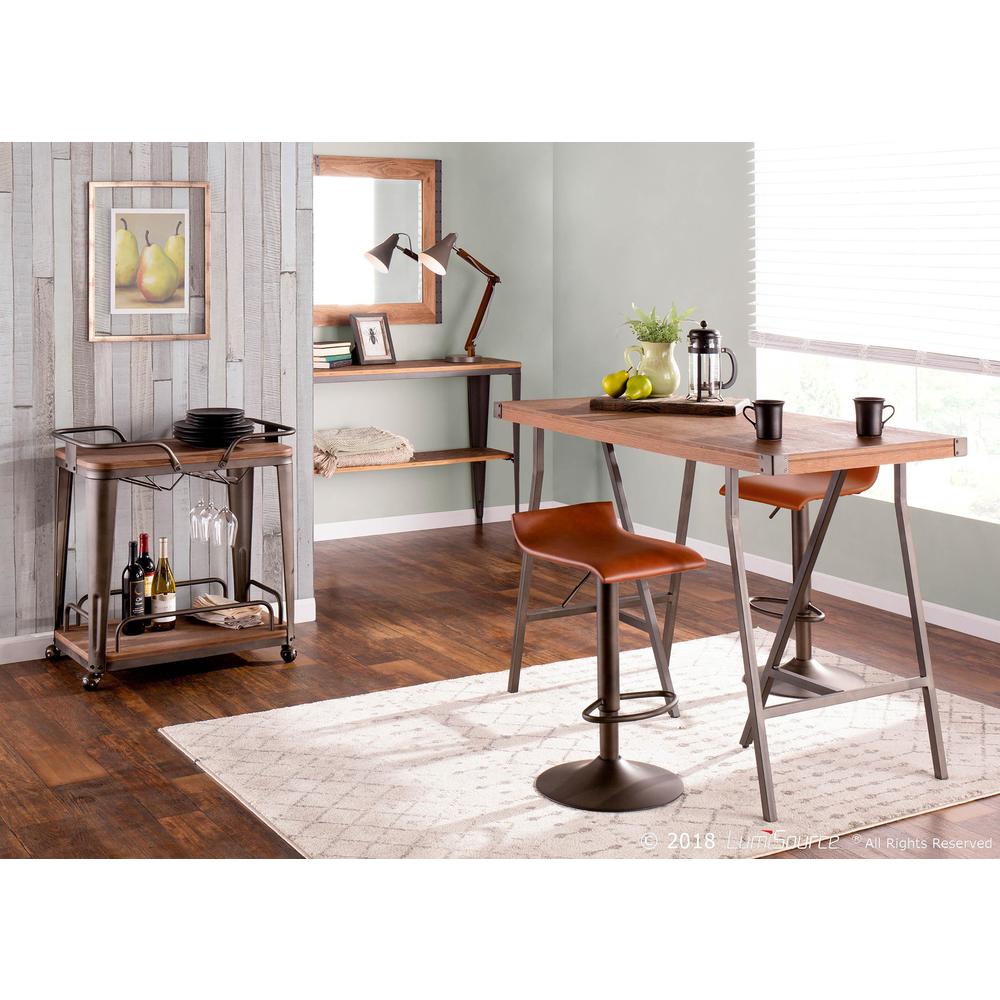 Antique Metal, Brown PU Ale Barstool - Set of 2. Picture 8