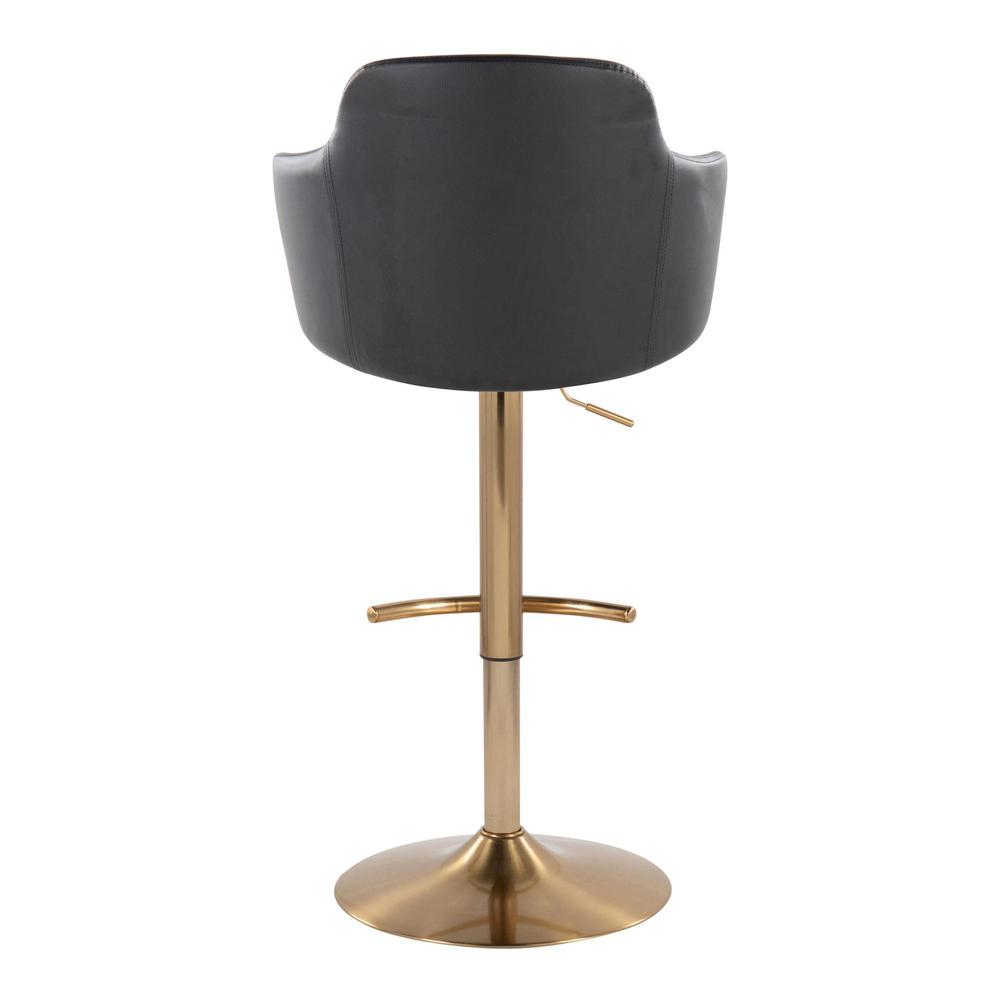 Gold Metal, Black PU Boyne Adjustable Barstool - Set of 2. Picture 5