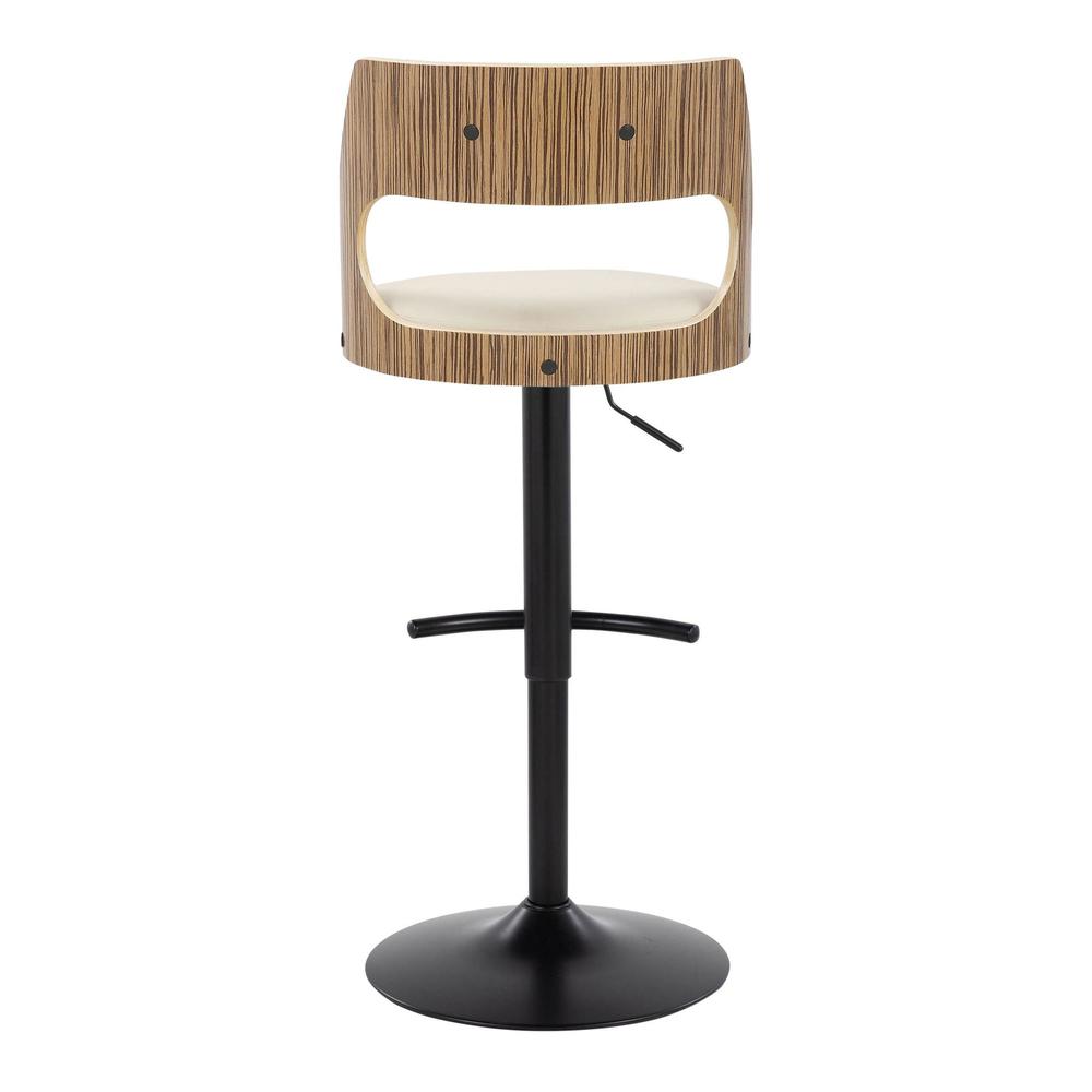 Black Metal, Zebra Wood, Cream PU Cecina Adjustable Barstool - Set of 2. Picture 5