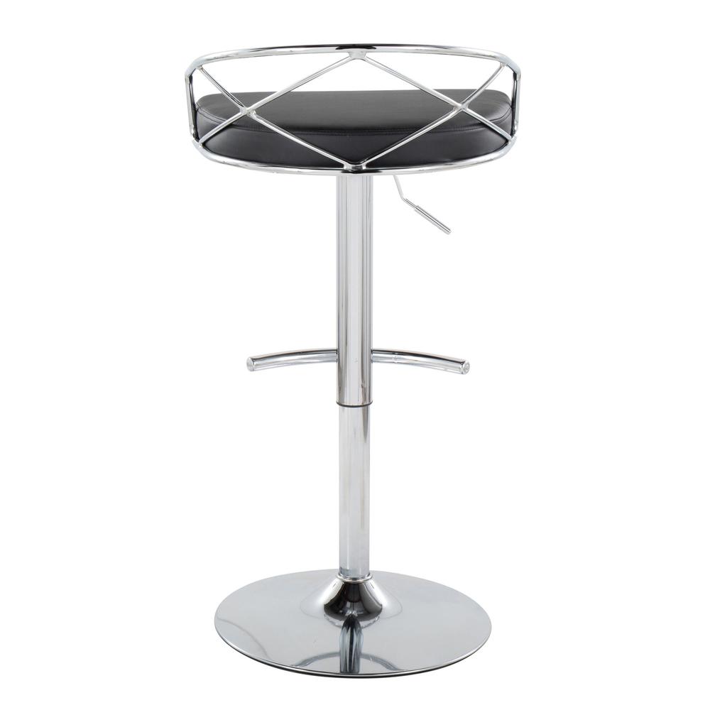 Chrome Metal, Black PU Charlotte Glam Adjustable Barstool - Set of 2. Picture 5