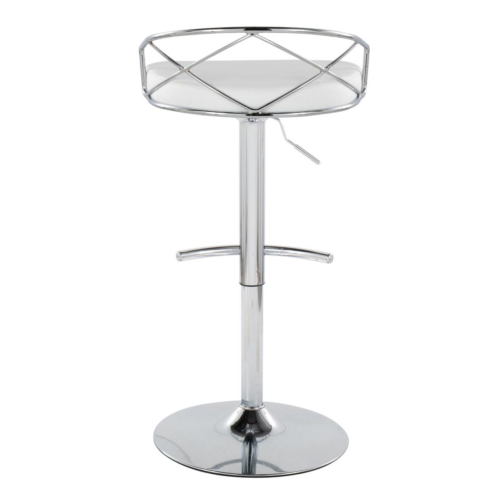 Chrome Metal, White PU Charlotte Glam Adjustable Barstool - Set of 2. Picture 5