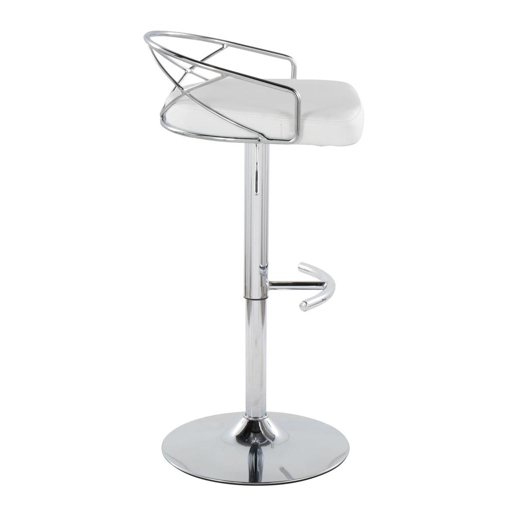Chrome Metal, White PU Charlotte Glam Adjustable Barstool - Set of 2. Picture 3