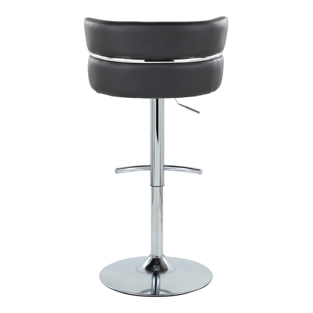 Chrome Metal, Black PU Cinch Adjustable Barstool - Set of 2. Picture 5