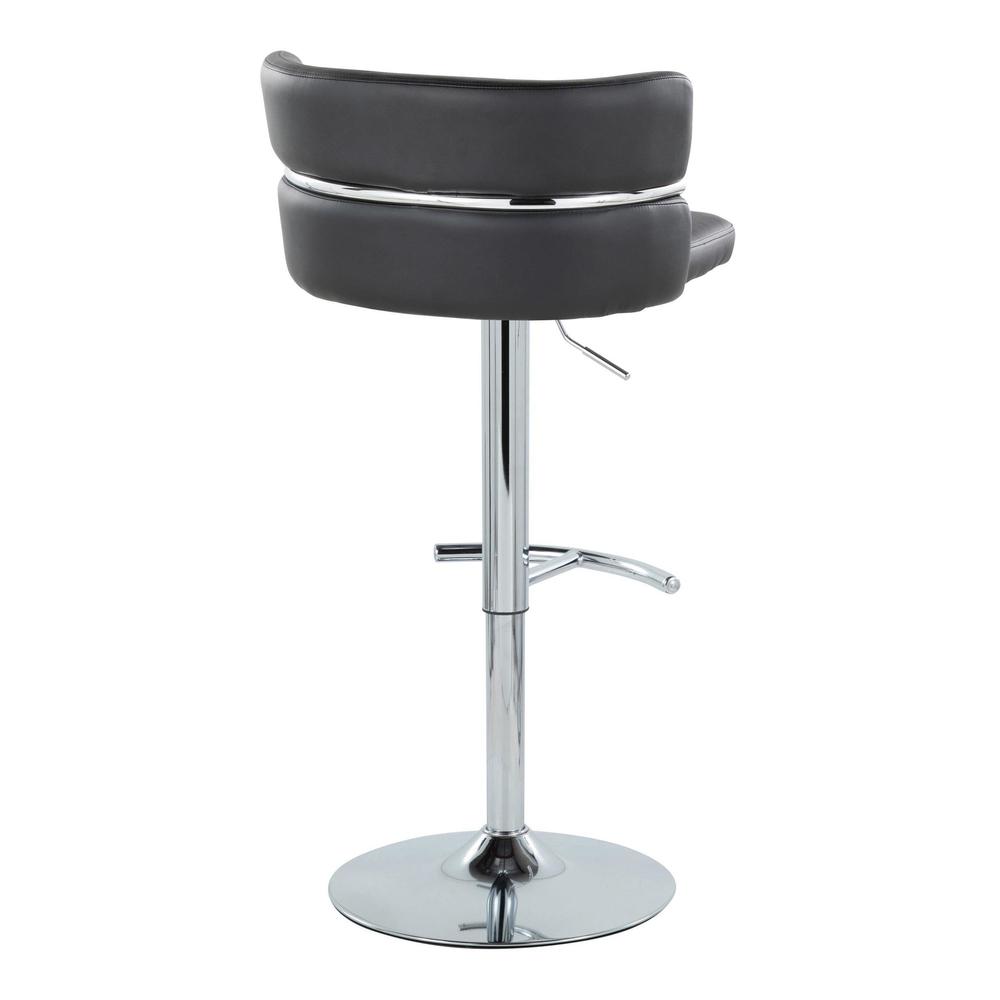 Chrome Metal, Black PU Cinch Adjustable Barstool - Set of 2. Picture 4