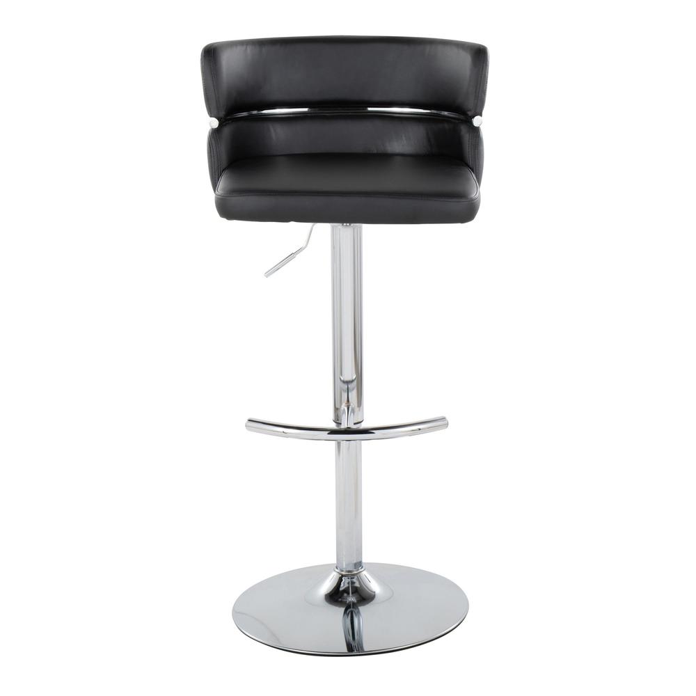 Chrome Metal, Black PU Cinch Adjustable Barstool - Set of 2. Picture 6