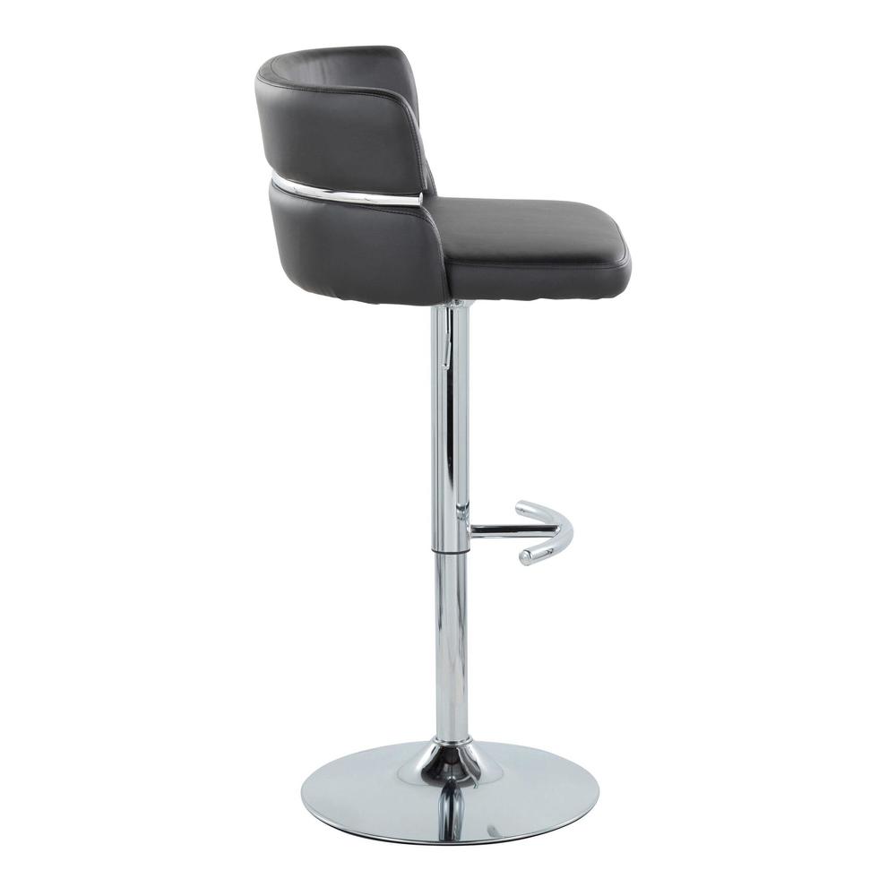 Chrome Metal, Black PU Cinch Adjustable Barstool - Set of 2. Picture 3