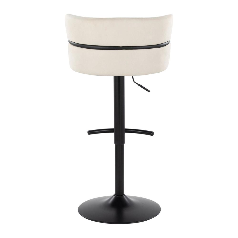 Black Metal, Cream Fabric Cinch Adjustable Barstool - Set of 2. Picture 5