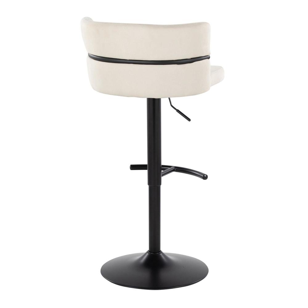 Black Metal, Cream Fabric Cinch Adjustable Barstool - Set of 2. Picture 4