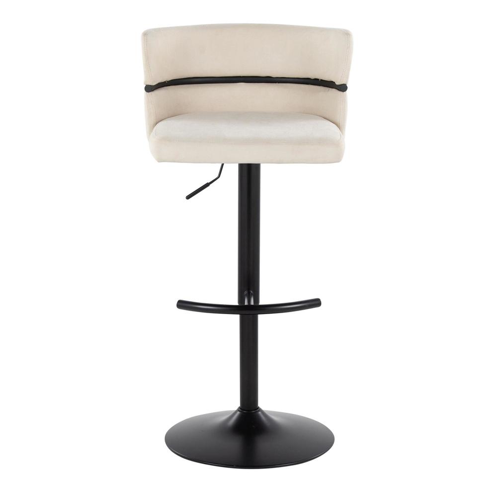 Black Metal, Cream Fabric Cinch Adjustable Barstool - Set of 2. Picture 6