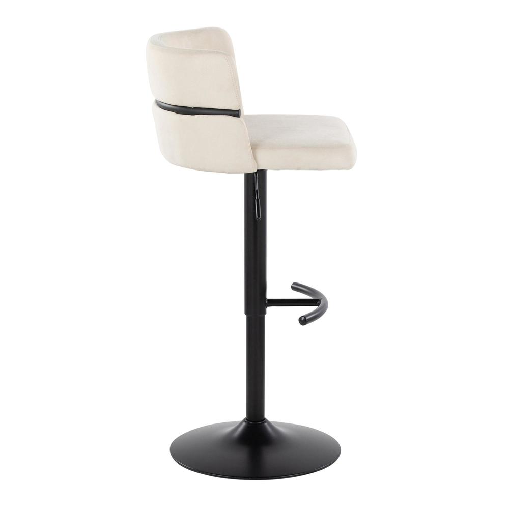 Black Metal, Cream Fabric Cinch Adjustable Barstool - Set of 2. Picture 3