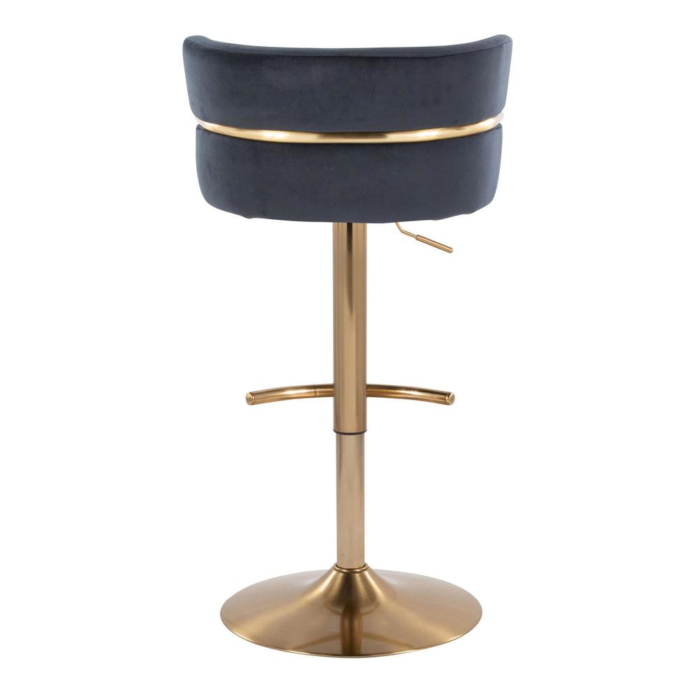 Gold Metal, Black Velvet Cinch Adjustable Barstool - Set of 2. Picture 5