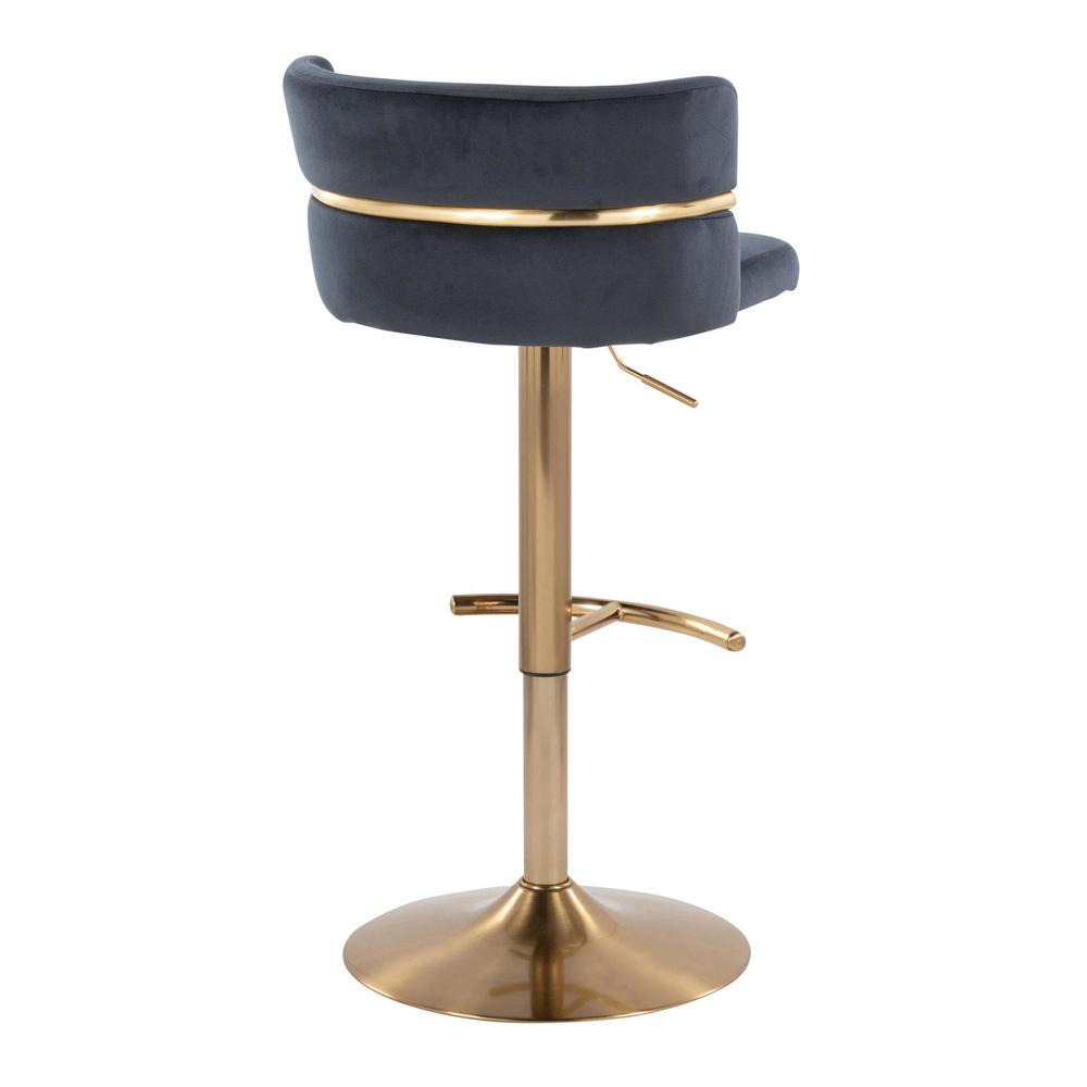 Gold Metal, Black Velvet Cinch Adjustable Barstool - Set of 2. Picture 4
