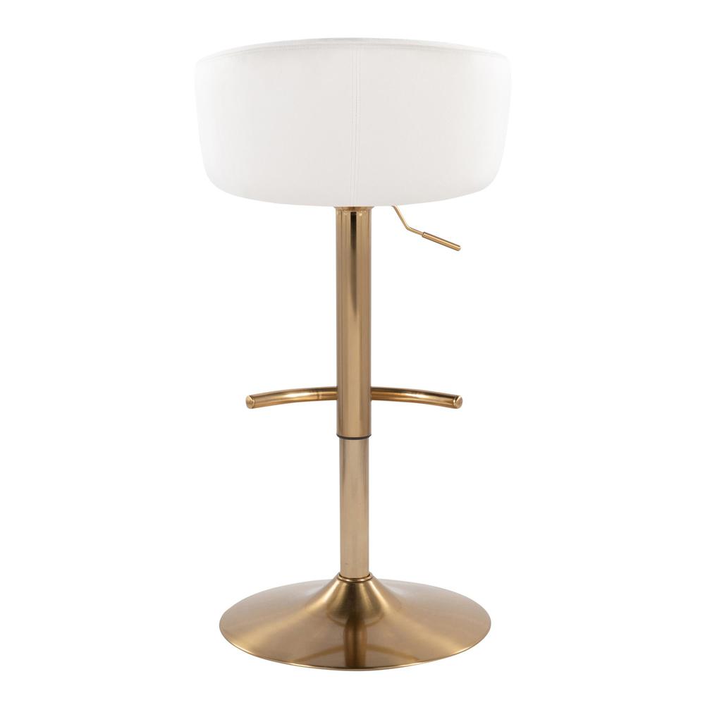 Gold Metal, Cream Velvet Claire Adjustable Barstool - Set of 2. Picture 5