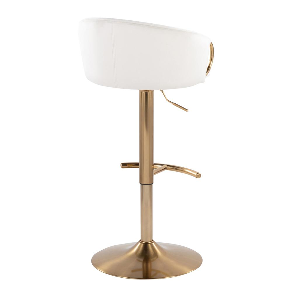 Gold Metal, Cream Velvet Claire Adjustable Barstool - Set of 2. Picture 4