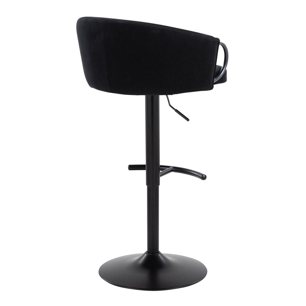 Black Metal, Black Velvet Claire Adjustable Barstool – Set of 2. Picture 4
