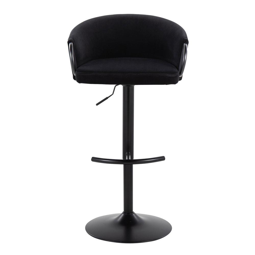 Black Metal, Black Velvet Claire Adjustable Barstool – Set of 2. Picture 6