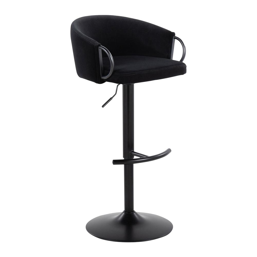 Black Metal, Black Velvet Claire Adjustable Barstool – Set of 2. Picture 2