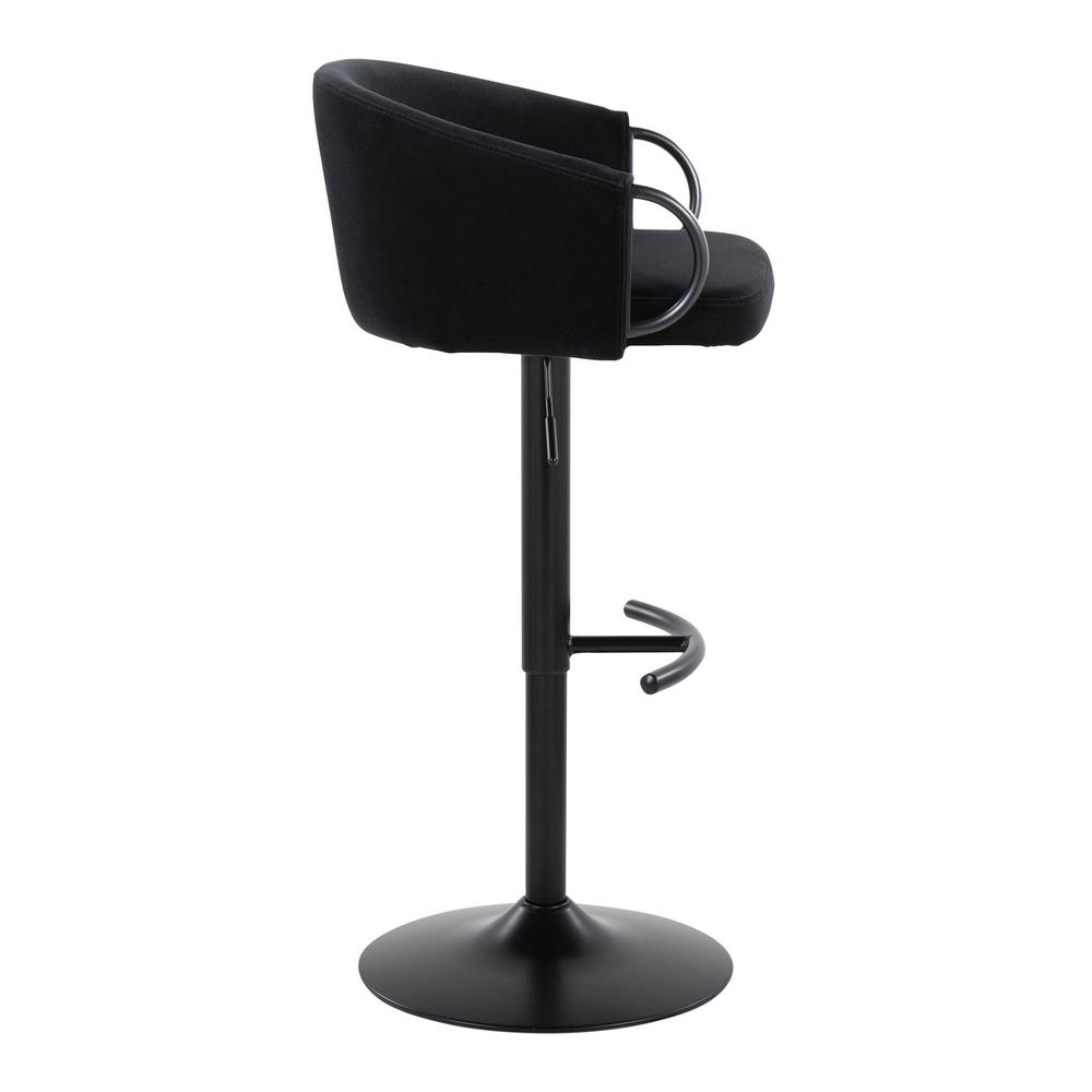 Black Metal, Black Velvet Claire Adjustable Barstool – Set of 2. Picture 3