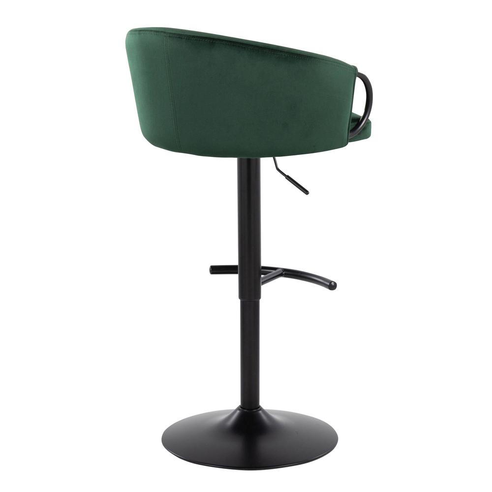 Black Metal, Green Velvet Claire Adjustable Barstool – Set of 2. Picture 4