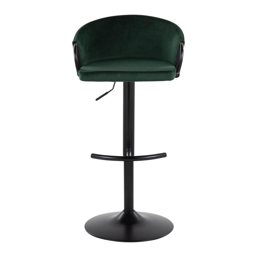 Black Metal, Green Velvet Claire Adjustable Barstool – Set of 2. Picture 6