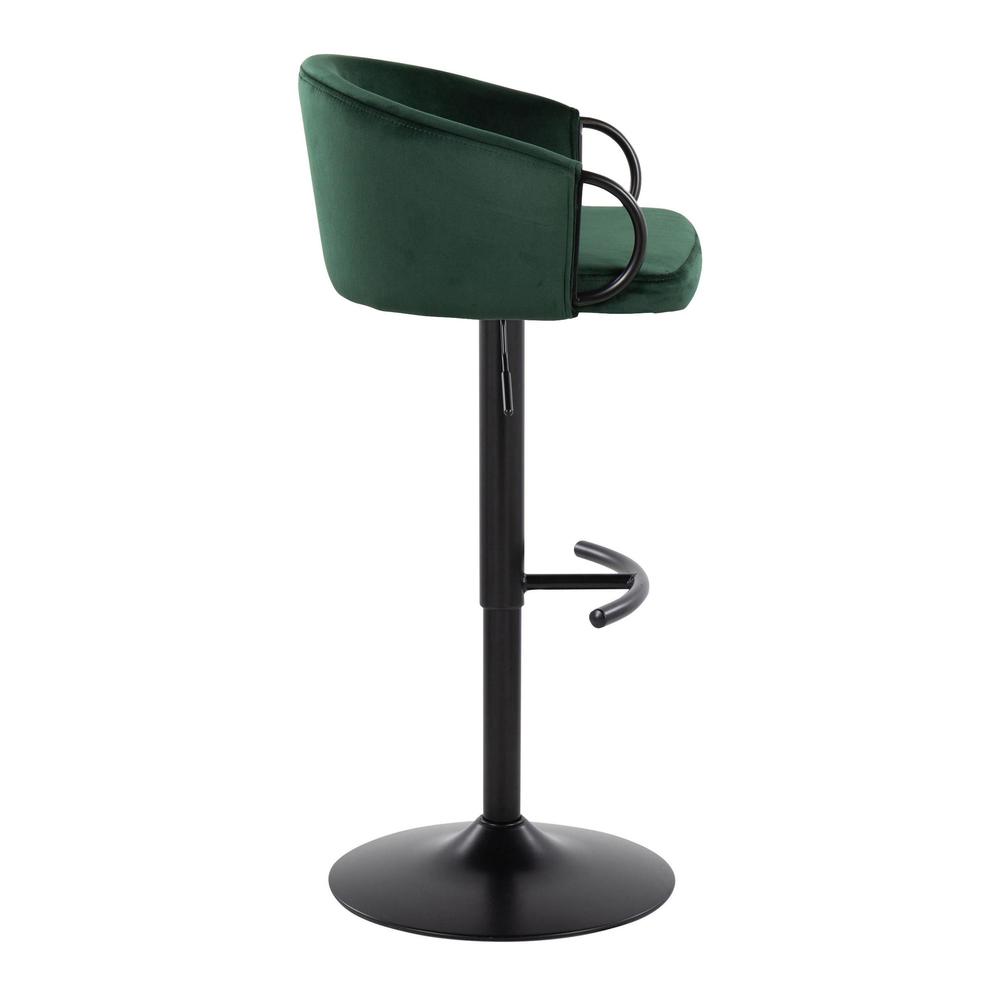 Black Metal, Green Velvet Claire Adjustable Barstool – Set of 2. Picture 3