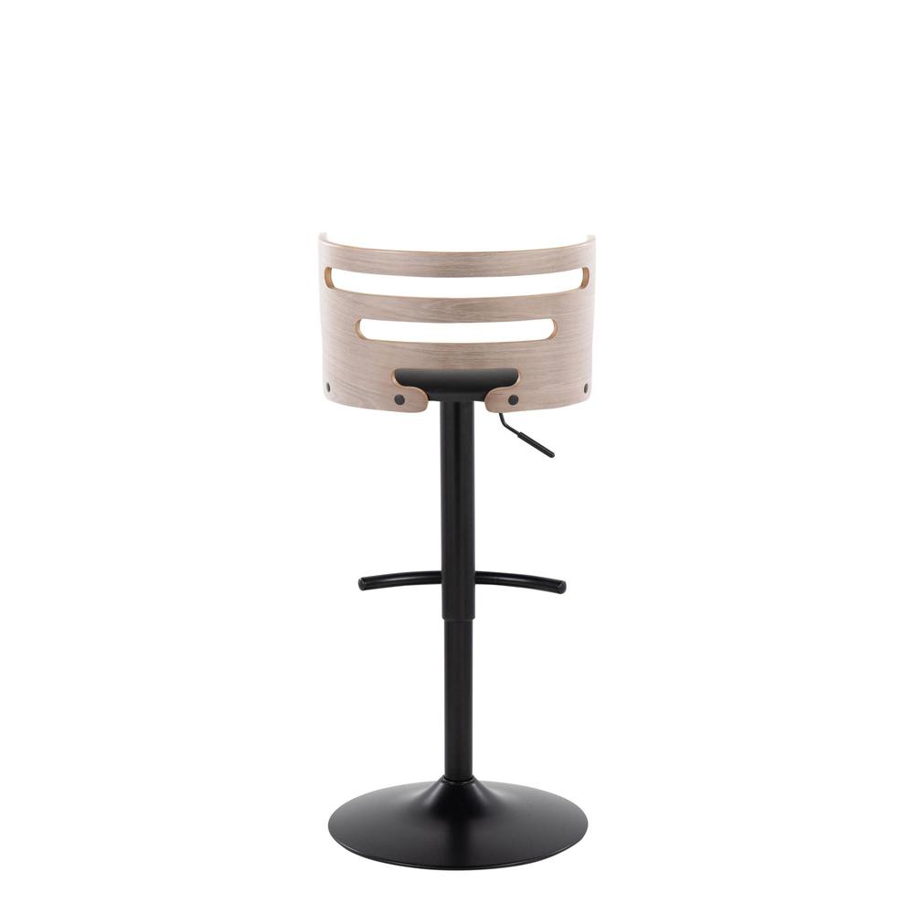 Black Metal, Light Grey Wood, Black PU Cosi Adjustable Barstool - Set of 2. Picture 5