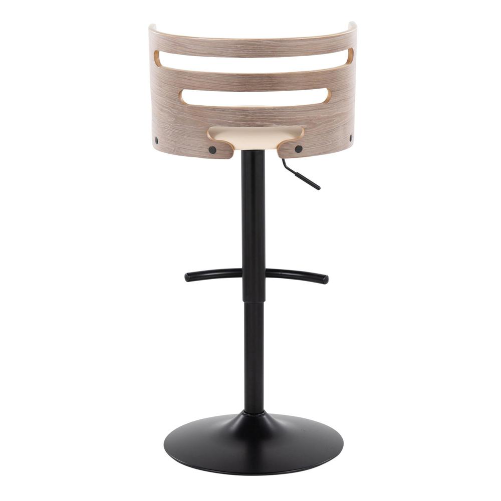 Black Metal, Light Grey Wood, Cream PU Cosi Adjustable Barstool - Set of 2. Picture 5