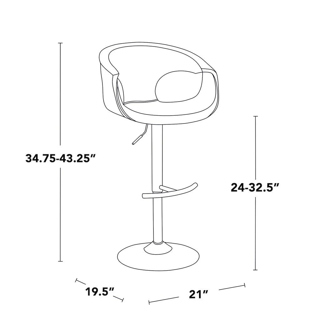 Curva Adjustable Barstool - Set of 2. Picture 8