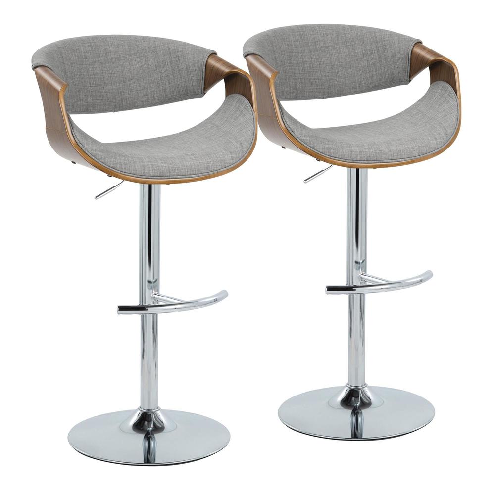 Brown Curvo Adjustable Barstool - Set of 2. Picture 1