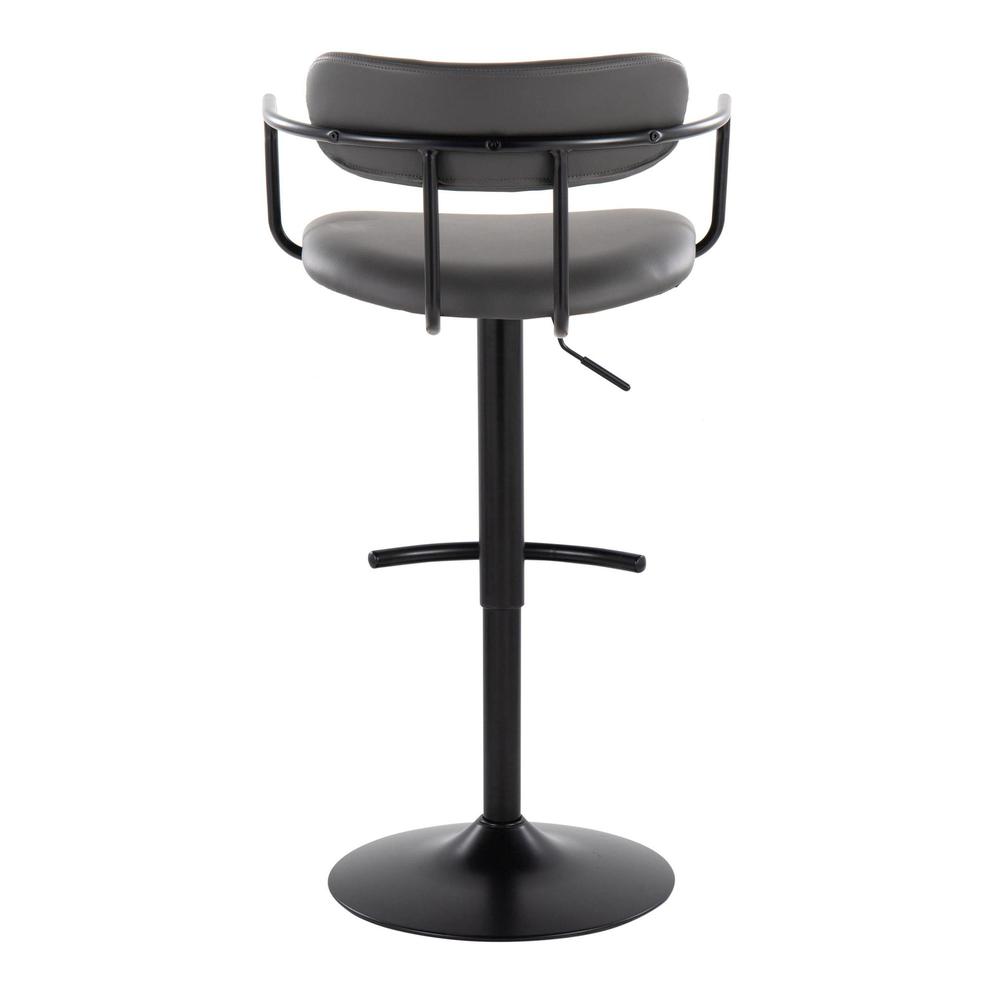 Black Metal, Grey PU Demi Adjustable Barstool - Set of 2. Picture 5
