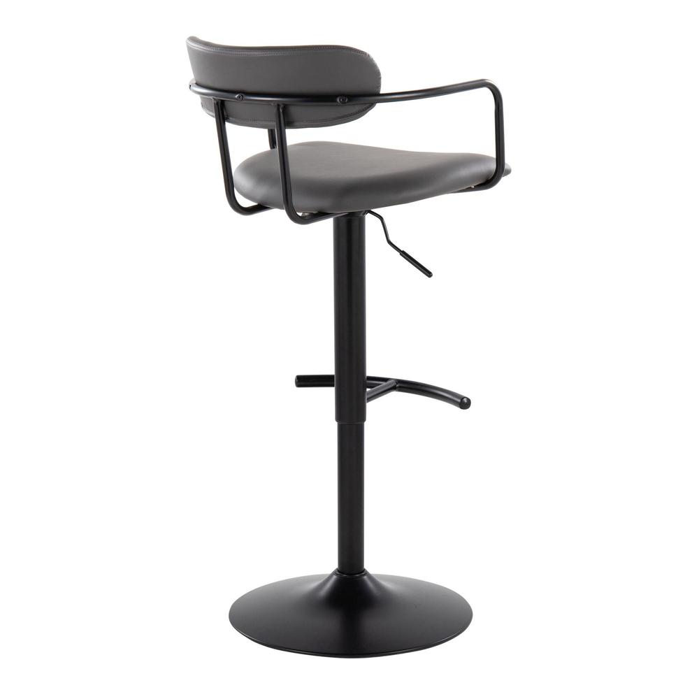Black Metal, Grey PU Demi Adjustable Barstool - Set of 2. Picture 4