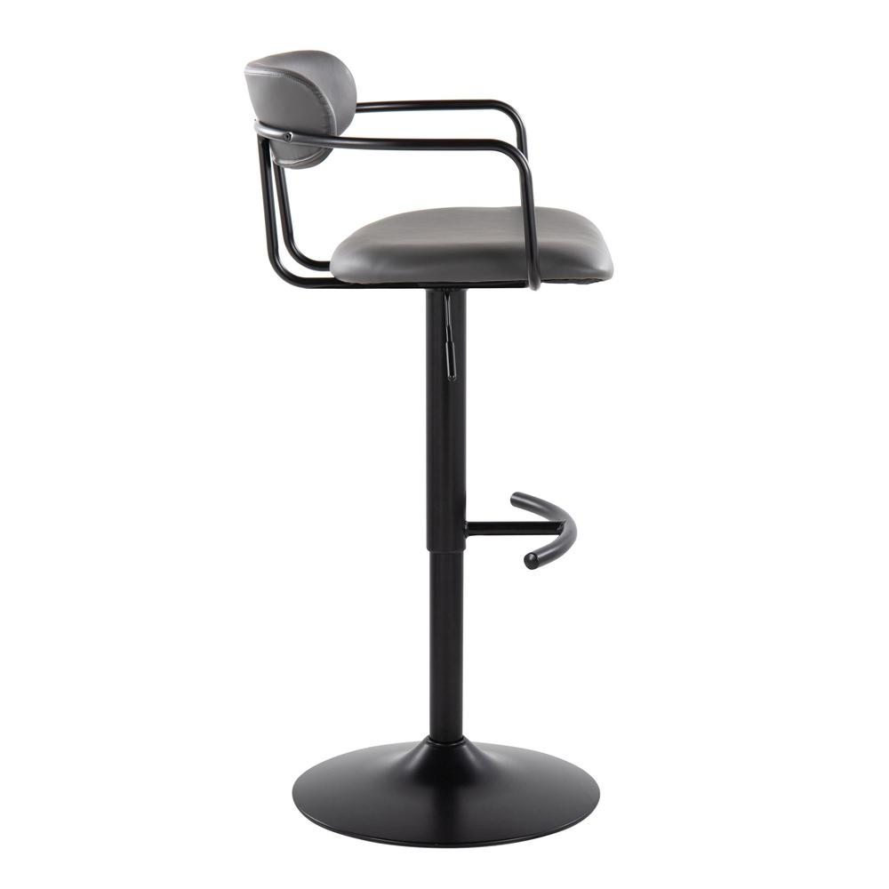 Black Metal, Grey PU Demi Adjustable Barstool - Set of 2. Picture 3