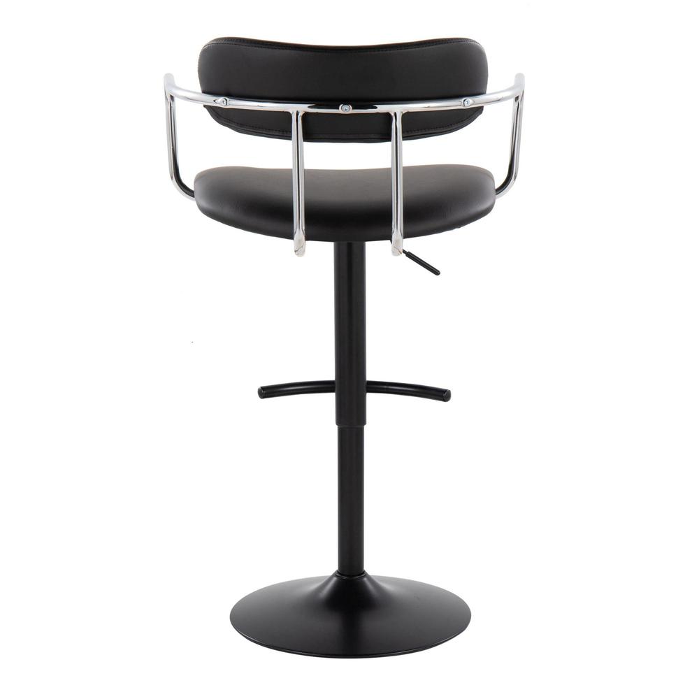 Black Metal, Chrome Metal, Black PU Demi Adjustable Barstool - Set of 2. Picture 5