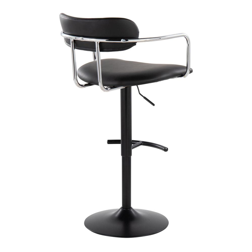 Black Metal, Chrome Metal, Black PU Demi Adjustable Barstool - Set of 2. Picture 4
