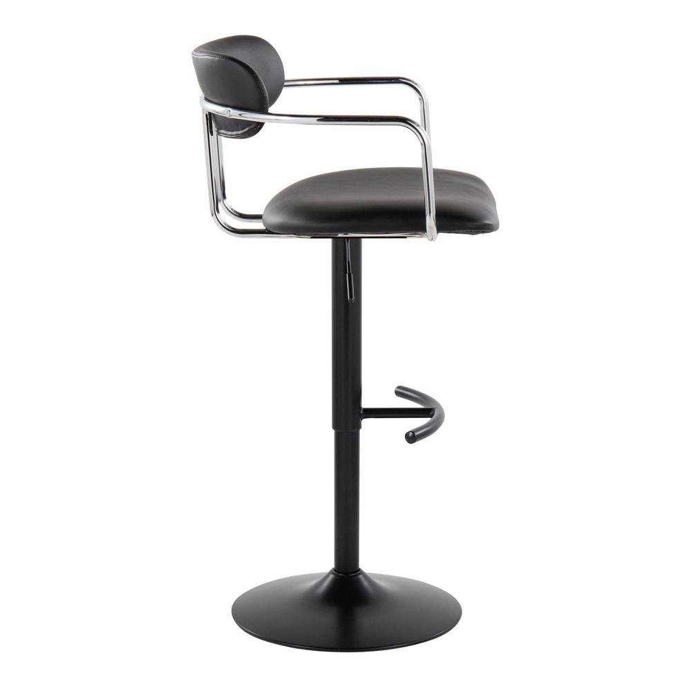 Black Metal, Chrome Metal, Black PU Demi Adjustable Barstool - Set of 2. Picture 3