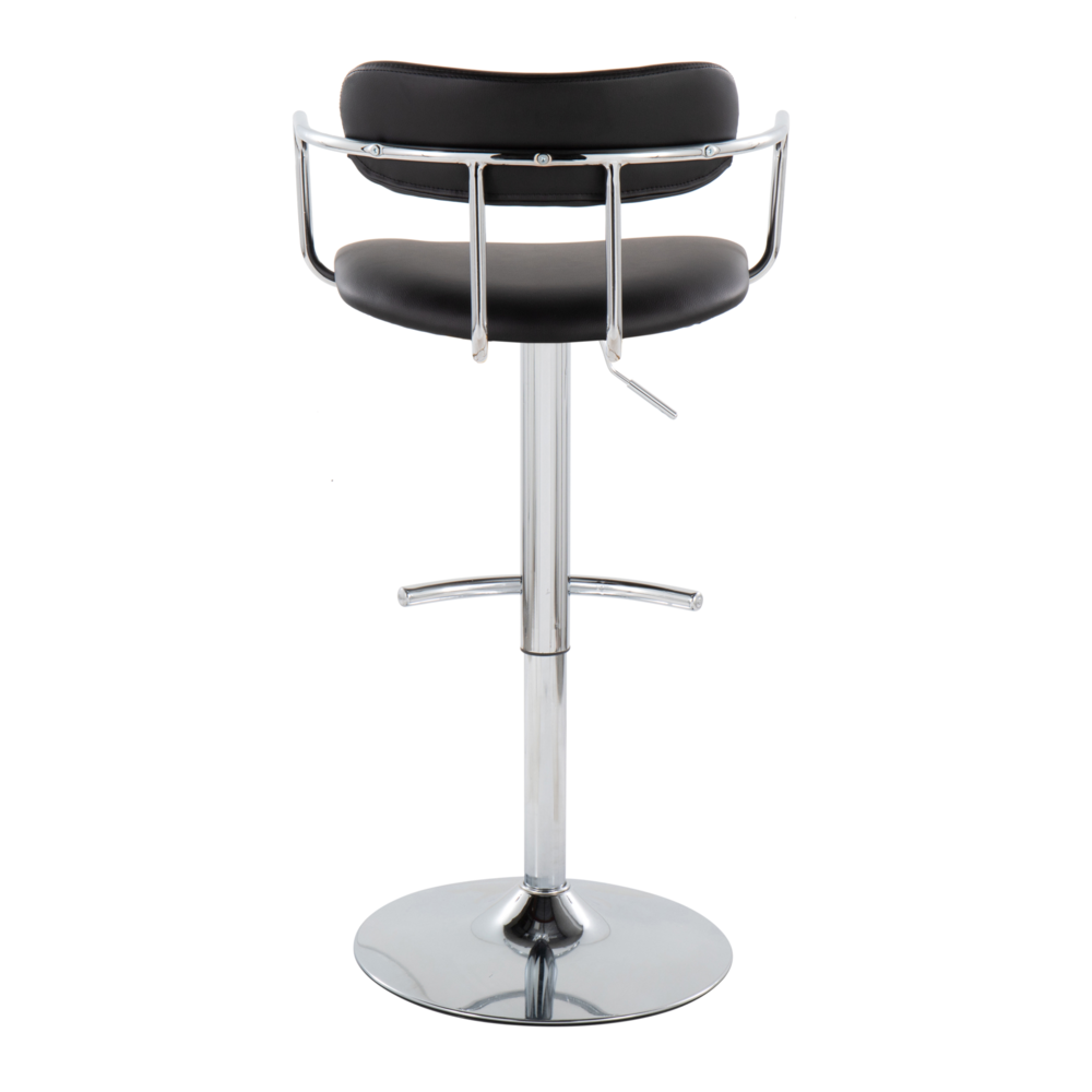 Chrome Metal, Black PU Demi Adjustable Barstool - Set of 2. Picture 5
